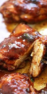 Baked Honey Barbecue Chicken Moist And Juicy Chicken Thighs Marinated With Smoky Honey Barbecue Sauc Honey Barbecued Chicken Honey Barbecue Honey Bbq Chicken
