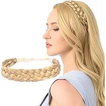 Amazon.com : DIGUAN Synthetic Hair Braided Headband Classic Chunky Wide  Plaited Braids Elastic Stretch Hairpiece Women Girl Beauty accessory, 55g  aHairBeauty (#Blonde) : Beauty & Personal Care