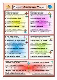 Five Execises On Present Continuous Tense Positive And Negative Sentences General And Special Questions Ch Present Continuous Tense Continuity Learn English