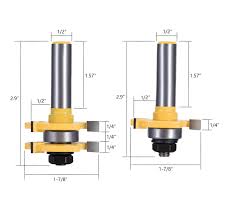 Asel Tongue And Groove Set Router Bit Set Wood Door Flooring 3 Teeth Adjustable 1 2 Inch Shank T Shape Wood Millin Router Bit Set Woodworking Tools Woodworking