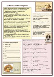 Shakespeare S Life And Poems 5th Grade Worksheets Shakespeare S Life Reading Comprehension