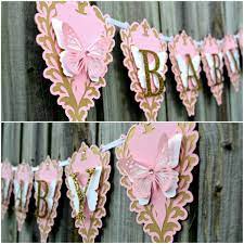 Butterfly Baby Shower Banner Or Lovely Banner To Welcome The New Little Princess Baby Shower Vintage Butterfly Baby Shower Baby Girl Shower Themes