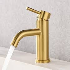 Lets make your bathroom the most stylish room in your home with your newest bathroom faucet from kingston. Rainovo Bathroom Faucet Brushed Gold Single Hole Bathroom Sink Faucet Stainless Steel Modern Single Handle Vanity Faucet Supply Utility Hose For Laundry Washbasin Rv Vessel Basin Lavatory Mixer Tap Amazon Com