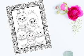 Cute llama pattern on a white background. Printable Llama Coloring Pages Fun Happy Home