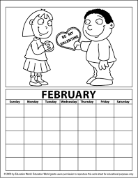 Monthly calendar for february 2020 with uk bank holidays and free printable templates in word (.docx), excel (.xlsx) and pdf formats. February Coloring Calendar Education World