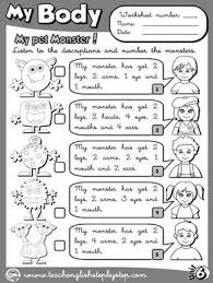 My Body Worksheet 4 B W Version English Activities For Kids Teaching English English Primary School