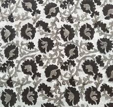 Black And White Floral Fabric By The Yard Gray Black Floral Block Print Fabric White With Gray Black Floral Print Fabric By The Yard Black Floral Fabric Gray Floral Indian Fabric Floral Print Fabric Floral Prints Printing On Fabric