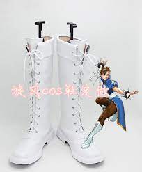Street Fighter Cosplay Shoes Chun Li White Boots Version B shoe boot | eBay