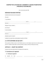 Bail De Location Non Meublee Contrat De Location Location Meublee Location Maison Vacances