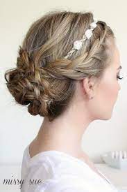Braided Updo And Flower Crown Flower Crown Hairstyle Flower Girl Hairstyles Headband Hairstyles