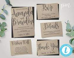 Wedding Invitation Template Suite Calligraphy Script Instant Etsy Wedding Invitations Printable Templates Wedding Invitation Templates Wedding Invitations Diy
