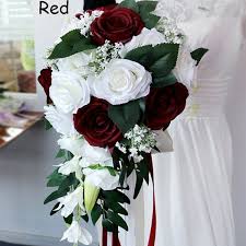 Lillies rose creates beautiful wedding bouquets for clients in wincanton. Waterfall Artificial Bridal Wedding Bouquet Lily Rose Peony Bride Holding Flowers Ribbon Bridesmaid Bouquets Water Drop Shape Wish
