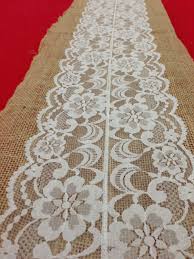Burlap Tablerunner White Lace Country Shabby Chic Vintage Etsy In 2020 Rustic Wedding Burlap Lace Lace Table Runners