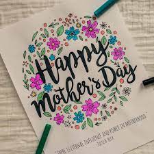 It features a simple happy mother's day design with floral elements. Happy Mother S Day Coloring Page Printable