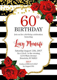 Gold Surprise 60th Birthday Party Ideas For Mom 60th Birthday Invitation Women Birthday Invitation Floral Red Etsy 60th Birthday Invitations 60th Birthday Ideas For Mom 60th Birthday