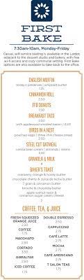 Breakfast Menu First Bake Breakfast Menu Baking Bakers Restaurant