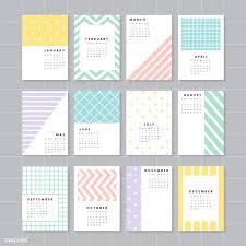 Download Premium Vector Of Pastel Patterned Calendar 2019 Vector Set 555007 Calendar Design Calender Design Creative Calendar