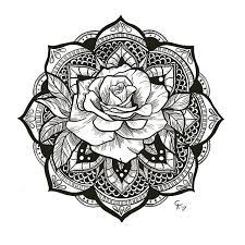 Mandala With Rose Tattoo Idea Mandala Tattoo Men Geometric Mandala Tattoo Mandala Hip Tattoo