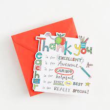 Thank you notes for teacher: A Teacher Thank You Card Paper Source