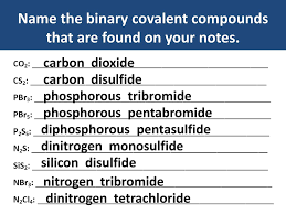 Covalent bonds gizmo flashcards | quizlet student exploration: Naming Binary Covalent Compounds Quizlet