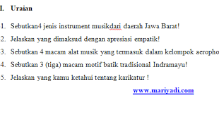 Soal penilaian tengah semester seni budaya smp mts semester 1 kurikulum 2013 ini disusun berdasarkan silabus smp mts kurikulum 2013 revisi terbaru. Soal Ukk Pat Seni Budaya Kelas 8 Semester 2 Kurikulum 2013 Lengkap Kunci Jawaban Mariyadi Com