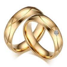 1 Pair Stainless Steel Couples Rings For Men Women Gold Wedding Bands Engagement An Stainless Steel Wedding Bands Cubic Zirconia Wedding Rings Couples Ring Set