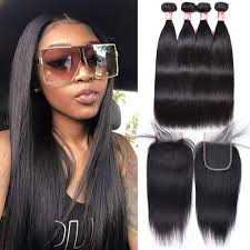 XCCOCO Lot de 3 trames de cheveux humains vierges péruviens raides avec  fermeture en dentelle Pas cher 8A non transformés et lisses avec fermeture  frontale (fermeture 30,5 cm, 44,6 cm, 46 + 10 cm) : Amazon.ca: Beauté