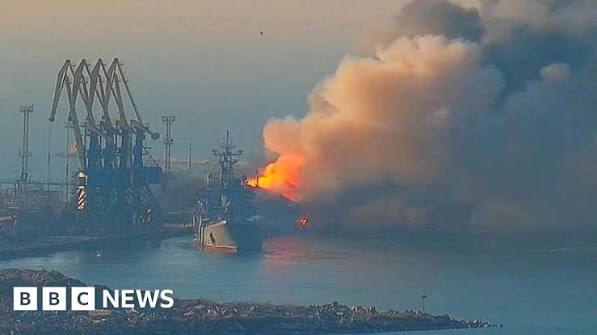 Russian warship destroyed in occupied port of Berdyansk, says Ukraine