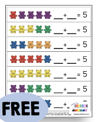 Free Sums Of Five Addition Math Center For Kindergarten Adding Kindergarten Math Worksheets Free Kindergarten Math Activities Kindergarten Math Centers Free