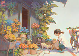 Flowershop Krenz Cushart Environment Concept Art Art Shop Illustration
