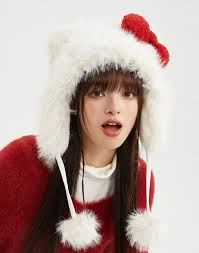 Hello Kitty Plush Hat Fuzzy Cute Hat