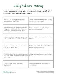 Matching Predictions Worksheet Education Com Making Predictions Making Predictions Activities Predicting Activities
