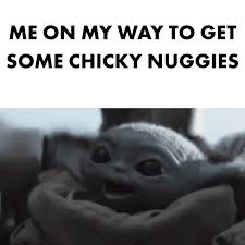 The girls wanted chicken nuggets for lunch and grogu decided to. Baby Yoda Chicken Gif Babyyoda Chicken Chickennuggets Discover Share Gifs