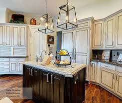 off white cabinets with a dark wood