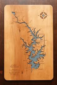 Lake Norman North Carolina Wooden Laser Engraved Lake Map By