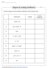 Find The Degree And Leading Coefficient Level 1 Polynomials Degree Of A Polynomial Pre Algebra