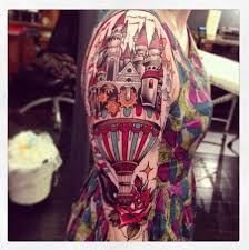Colorful hot air balloon tattoo. Woman Tattoo All Things Tattoo