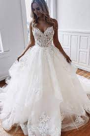 Sweetheart Ruffles Court Train Wedding Dress With Appliques Modcody Ruffle Wedding Dress Bridal Dresses Lace Ball Gown Wedding Dress