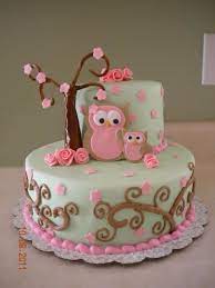 Owl By A Tree Baby Shower Cakes Girl Baby Shower Cakes Shower Cakes
