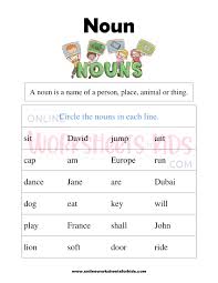 free printable noun worksheets for grade 1