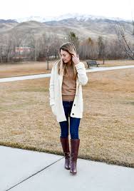 Two Tone Black And Brown Boots Outfit Cardigan Coat Cotton Cashmere Cat Hair Brown Boots Outfit Winter Brown Boots Outfit Winter Boots Outfits