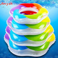 Click To Buy Amysh Inflatable Dazzling Swimming Ring Giant Pool Float Swimming Circle Toy Beach Sea Giant Pool Floats Summer Water Fun Swimming Pool Toys
