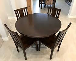 If you want to avoid plywood, you can use several different planks of solid wood and join them together creatively to make a really attractive looking table top for your kitchen. Diy Round Table Top Using Plywood Circles Abbotts At Home