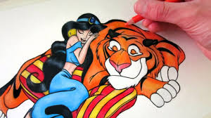 What is the name of princess jasmine's tiger? How To Draw Princess Jasmine And Rajah Youtube