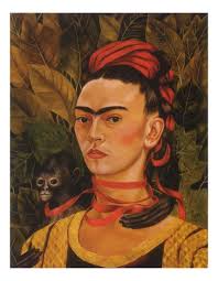Self-portrait With Monkey 1940 by Frida Kahlo, Vintage Artwork,  Reproduction in Frame, A2/A3/A4/ Sizes