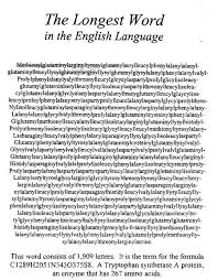 The Longest Word In The English Language Longest Word In The English Language Longest Word Words For Writers