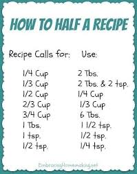 Halving A Recipe Half And Half Recipes Cooking Measurements Helpful Hints