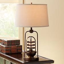Hobie Bronze Nightlight Cage Table Lamp 9h335 Lamps Plus Cage Table Lamp Table Lamp Industrial Table Lamp