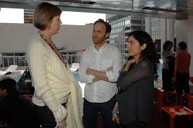 Joanne Heyler, MOCA's Ari Wiseman, and Martha Otero