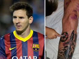 Of his jersey, he also added a sword and a football. Lionel Messi Ruins World S Most Expensive Leg With Awful Tattoo Daily Star